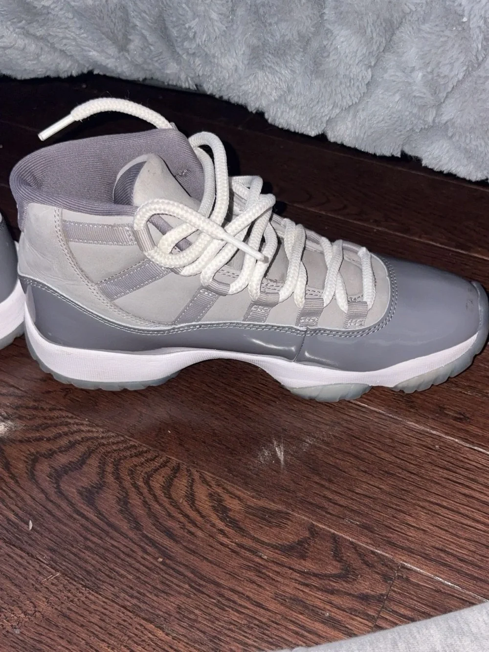 Jordan men’s  High-Top Sneakers in Gray and White
